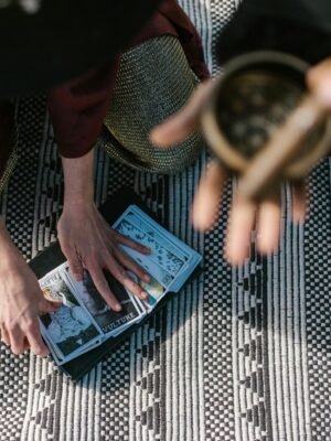 Person Holding Blue and White Book